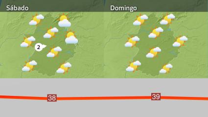 Mapa de previsión del sábado 21 y domingo 22 de junio