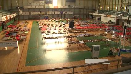 Pabellón de la Bombonera de Plasencia, lugar de acogida de personas evacuadas