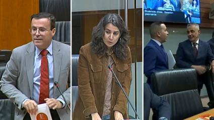 Miguel Ángel Gallardo, del PSOE, Irene de Miguel, de Unidas por Extremadura, y Ángel Pelayo Gordillo y Óscar Fernández, de Vox