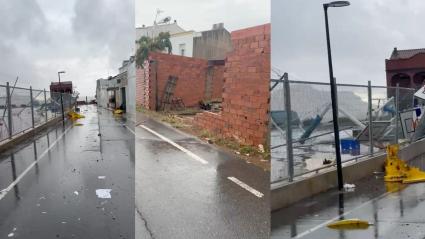 Las fuertes rachas de viento han provocado numerosos daños materiales en La Zarza