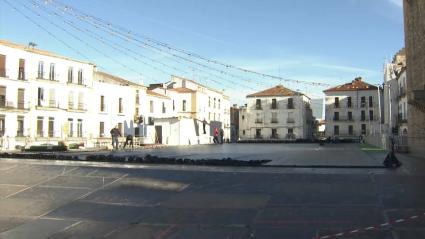 Instalación de la pista de hielo de Cáceres