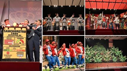 Los Chungos, Valentín, entrenador infantil, La murga de Calamonte, los Rayanos y Los Lingartos, en la segunda preliminar del concurso oficial de murgas del Carnaval de Badajoz