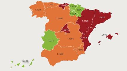 Mapa de gastos por CCAA