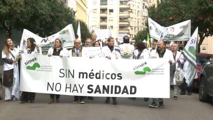 Médicos manifestándose el pasado mes de febrero