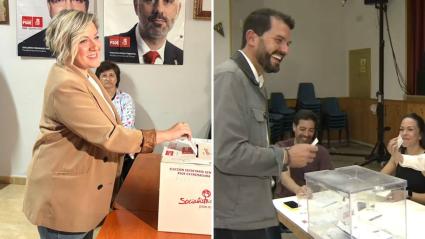 Soraya Vega y Álvaro Sánchez Cotrina votan durante las Primarias del PSOE