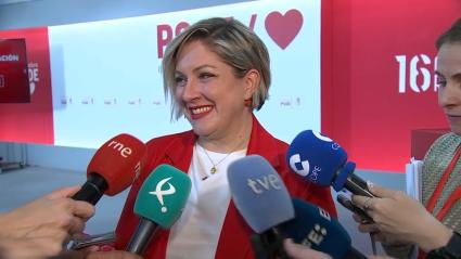Soraya Vega, del PSOE de Extremadura, tras la celebración de las primarias