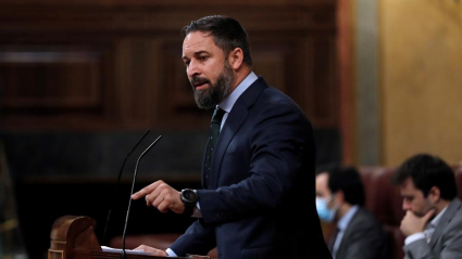 Santiago Abascal anunciando la moción de censura contra el Gobierno