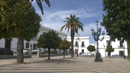 Imagen de la Plaza de España de Los Santos de Maimona