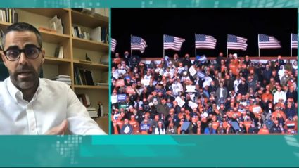 Momento de la entrevista al experto de política americana Francisco Rodríguez. 
