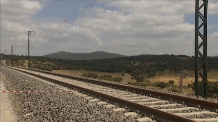 Tramo de la línea de alta velocidad a su paso por Extremadura.
