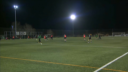 Las jugadoras del Femenino Cáceres en el entrenamiento de esta noche