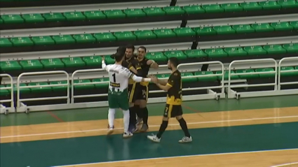 Los jugadores del Cáceres UEX celebran un gol esta temporada