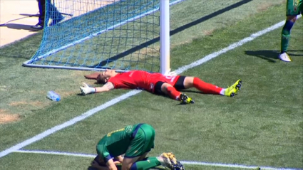 Pedro López, desolado tras recibir el gol en el último minuto