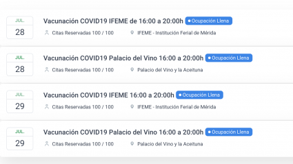 Web de autocita del SES con fechas completas