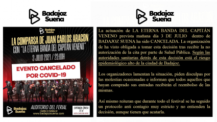 Comunicado de suspensión del concierto
