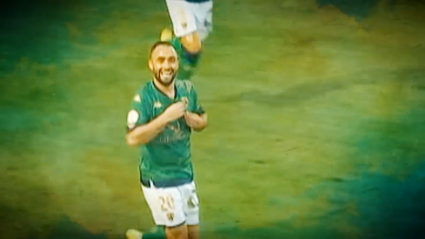Cristo Medina celebra un gol con el Villanovense 