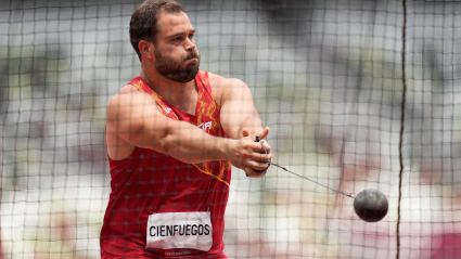 El español Javier Cienfuegos, compitiendo en la clasificación de Lanzamiento de martillo masculino en los Juegos Olímpicos de Tokio 2020