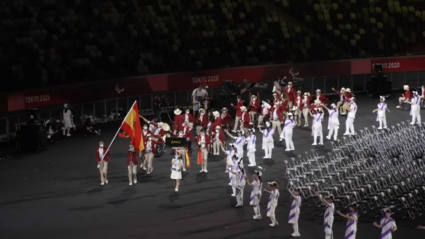 La delegación española en el desfile inaugural.
