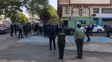 Pedro Sánchez llegando a Navalmoral de la Mata