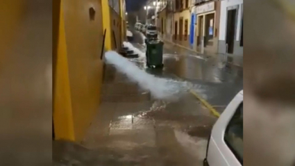 Viviendas desaguando las fuertes lluvias en Zafra