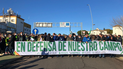 Cabecera de la manifestación de agricultores