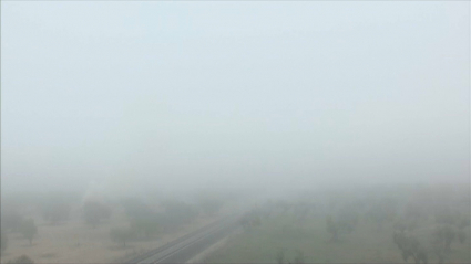 Imagen de la niebla desde Villanueva de la Serena este martes