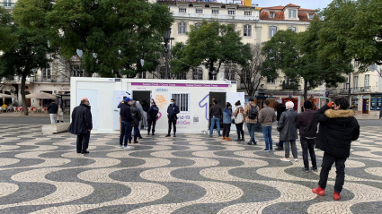 Vista de un puesto de pruebas covid en Lisboa (Portugal)