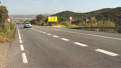 Tercer carril en la actual carretera regional EX112 cerca de Jerez de los Caballeros