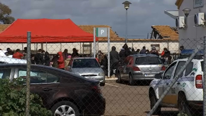 Refugiados de Ucrania en la estación de tren de Montijo 