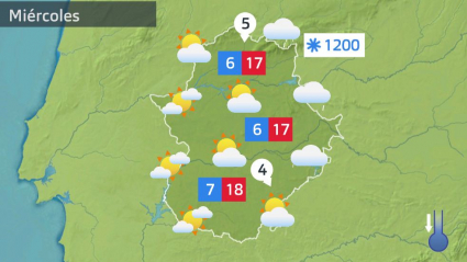 Mapa de tiempo previsto para el miércoles 20 de abril