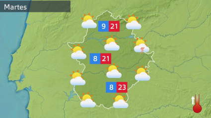Mapa de tiempo previsto para el martes 26 de abril