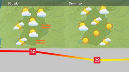 Mapa de tiempo previsto para el sábado 21  y el domingo 22 de mayo