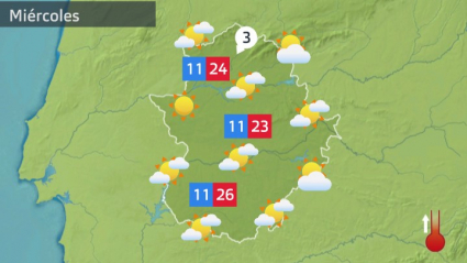 Mapa de tiempo previsto para el miércoles 4 de mayo