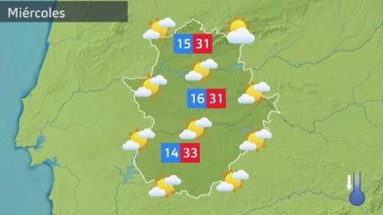 Mapa de tiempo previsto para el miércoles 11 de mayo
