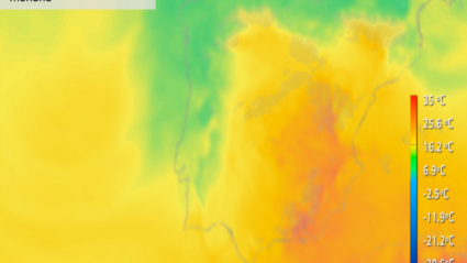 Temperatura a 850 hPa para el 8 de junio.