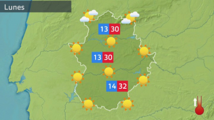 Mapa de tiempo previsto para el lunes 6 de junio