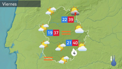 Mapa de tiempo previsto para el viernes 16 de junio