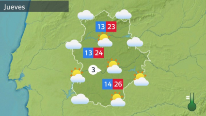Mapa de tiempo previsto para el jueves 23 de junio