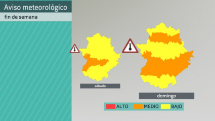 Mapa de avisos por calor para el 11 y 12 de junio.