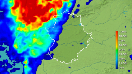 Probabilidad de precipitación sábado 4 de junio.