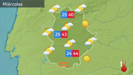 Mapa de tiempo previsto para el miércoles 13 de julio