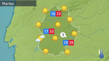 Mapa de tiempo previsto para el martes 19 de julio