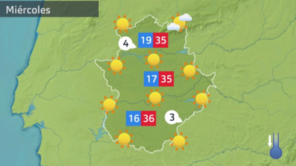 Mapa de tiempo previsto para el miércoles 27 de julio