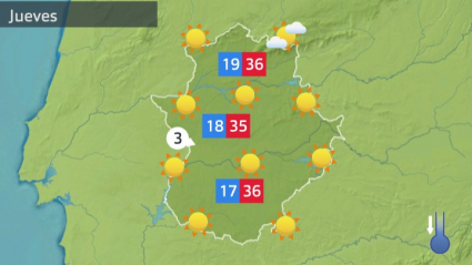 Mapa de tiempo previsto para el jueves 28 de julio