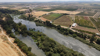 Vista aérea del Guadiana a su paso por Villagonzalo