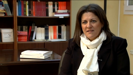 María Antonia Trujillo, durante una entrevista en Canal Extremadura
