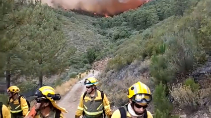 Bomberos forestales en un incendio