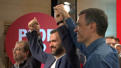 Presentación de Luis Salaya como candidato del PSOE en Cáceres junto Pedro Sánchez y Guillermo Fernández Vara.