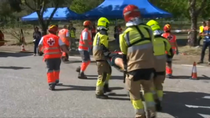 Efectivos participan en el simulacro entre España y Portugal
