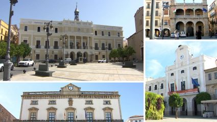 Ayuntamientos de Badajoz, Cáceres, Mérida y Plasencia